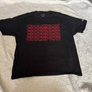 Champion Black and Red Short Sleeve Tee